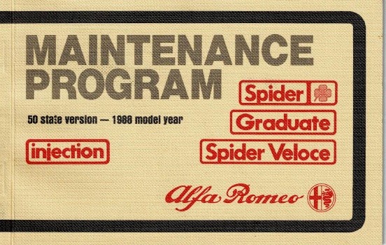 MAINTENANCE  PROGRAM  version — 1988%e1vear  injection  S iderVeIoce 